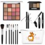 All in One Makeup Kit For Girls – 16 Colors Purple Eyeshadow Palette, 7Pcs Makeup Brushes, Waterproof Eyeliner Pencil, Eyebrow Powder, Mascara, Corgi Cosmetic Bag, Women and Teens Makeup Gift Set