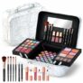 Makeup Kit for Women,All in One Makeup Gift Set for Girls in Cosmetic Train Case (White) With Mirror,Full Cosmetic Kit Includes Eyeshadow Palette,Lipgloss,Blushes,Pencil,Brush Applicators